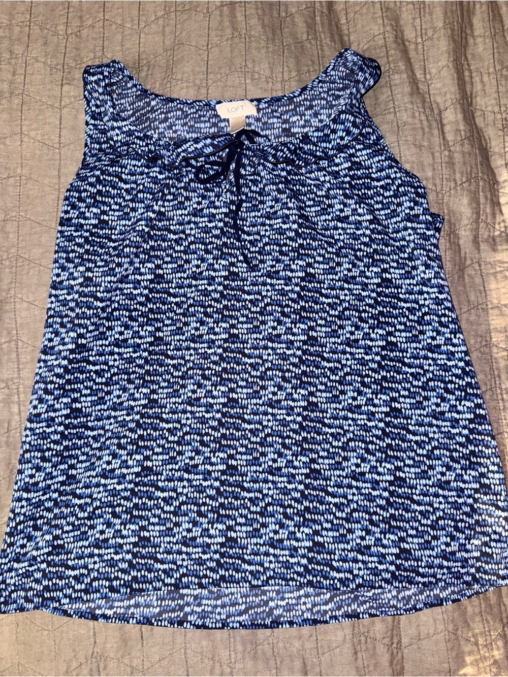 LOFT Navy & Light Blue Patterned Sleeveless Tank